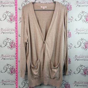 Joe Fresh cardigan button up tan Light Beige Open-Front Pocket Cardigan